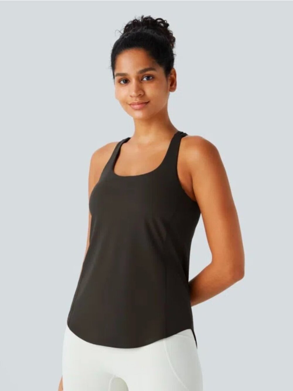 Halara UltraSculp Round Neck Curved Hem Workout Tank Top